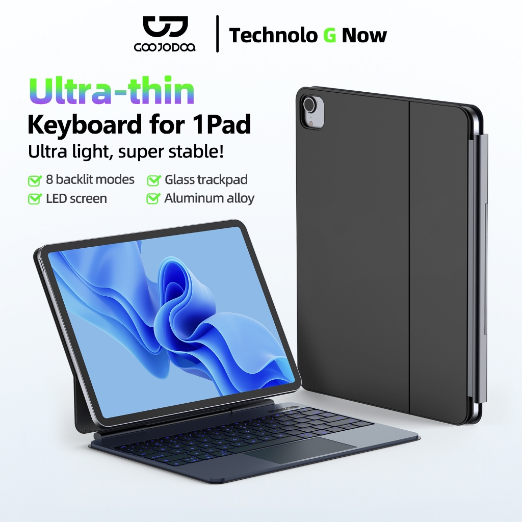 GOOJODOQ แป้นพิมพ์บลูทูธ เชื่อมต่อด้วยแม่เหล็ก Keyboard ทัชแพดกระจกเรียบ คีย์บอร์ดไร้สาย For Ipad