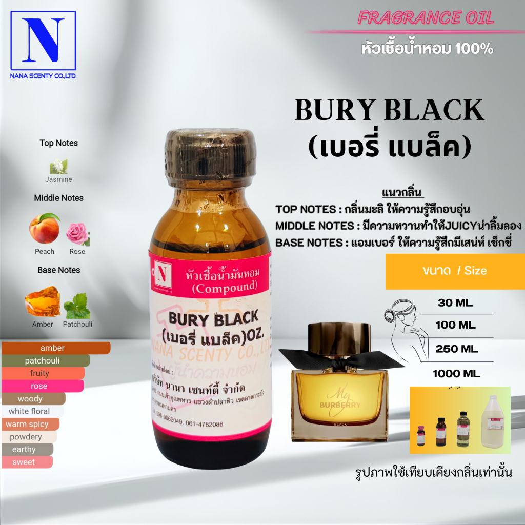 หัวเชื้อน้ำหอม 100% กลิ่นเบอร์รี่ แบล็ค (BURY BLACK)