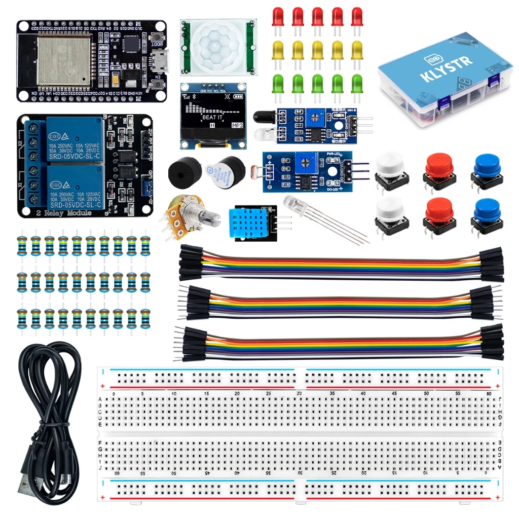 KLYSTR ESP32 Basic Starter Kit WIFI + บลูทูธไร้สาย IoT Development Breadboard Kit ชุดการเรียนรู้ใช้ง