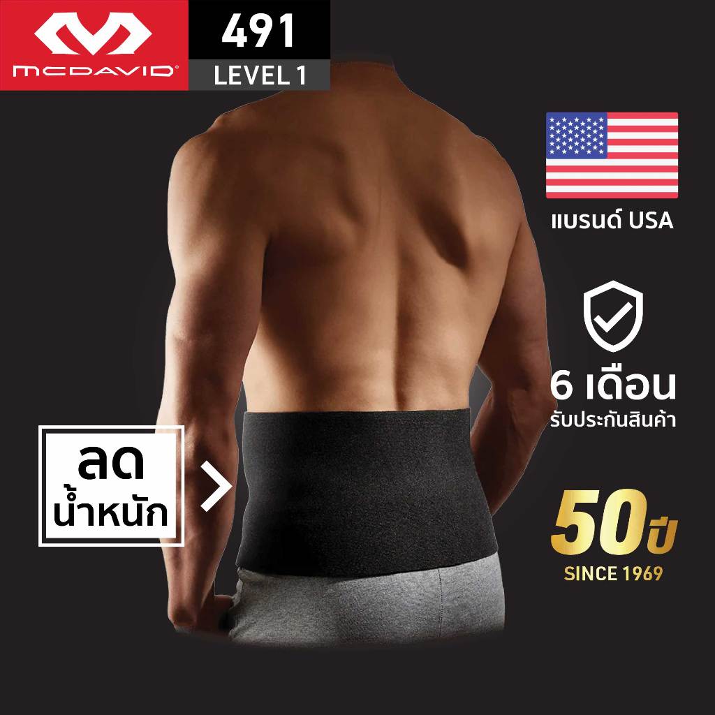 McDavid 491 LEVEL1  เข็มขัดพยุงหลังช่วยลดนํ้าหนัก Back Support (men) เสื้อพยุงหลัง ที่บล็อกหลัง ที่รัดหลัง