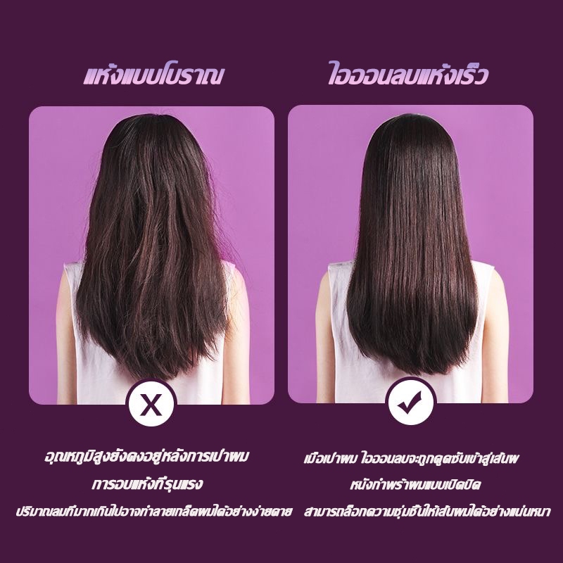 🔥 จัดส่งตอนนี้ 🔥 ไดร์เป่าผม เงียบเป็นพิเศษ ลมแรง เสริม แห้งไวใน ไดร์เป่าผมไอออนลบ ไอออนลบบำรุงเส้นผม ปรับได้ทั้งลมร้อน. - รูปที่ 2