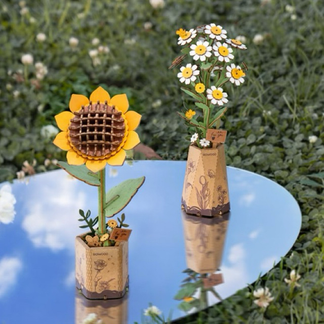 Rolife Rowood DIY Wooden Flower ดอกไม้ DIY ประกอบง่าย | ของแต่งบ้าน ชุดโมเดลตัวต่อไม้ ของเล่นศิลปะ DIY