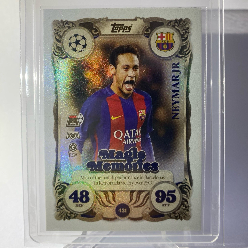 การ์ดนักฟุตบอล NEYMAR JR., BARCELONA ,MAGIC MEMORIES, TOPPS MATCH ATTAX