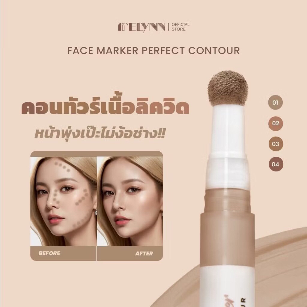 Melynn (แท้💯/ส่งฟรี)Face Marker Perfect Contour มีลีนณ์ เฟซ มาร์กเกอร์ เพอร์เฟ็กต์ คอนทัวร์