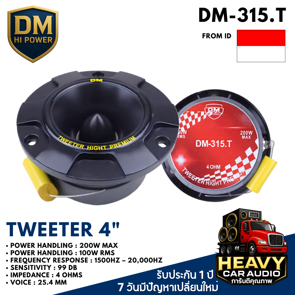 DM-315.T แหลมจาน 4 นิ้ว TWEETER ติดรถยนต์ 4 โอมห์ 200 วัตต์ MAX ของแท้