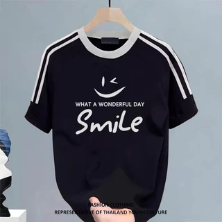 (จัดส่งภายใน 24 ชม.) เสื้อยืดคอกลมลายพิมพ์สีดำ แขนสั้นทรงสบาย ชายหญิงใส่ดี ใส่ทั้งวันไม่อึดอัดจัดส่งภายในประเทศไทย