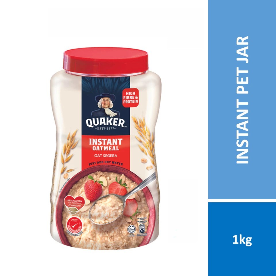 ข้าวโอ็ต Quaker Oats - Instant Oatmeal Pet Jar 1kg