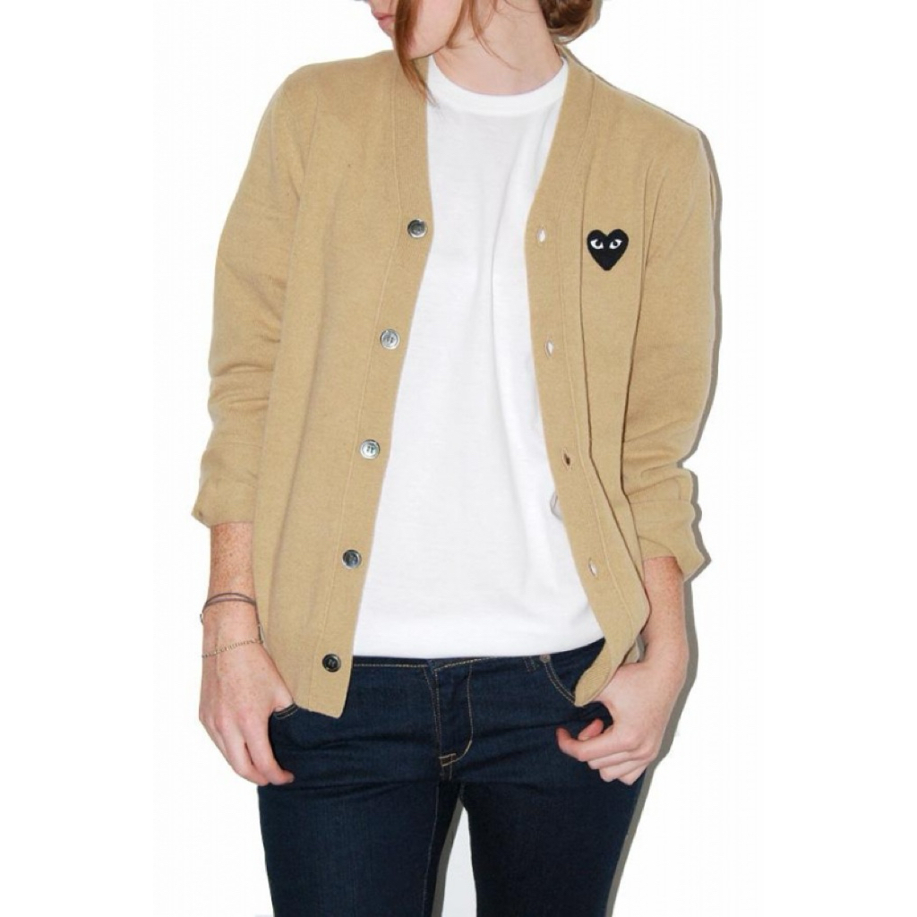 COMME DES GARCONS PLAY Crewneck Cardigan ของแท้ จากญี่ปุ่น