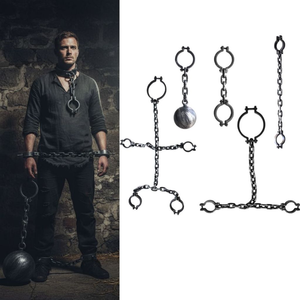 ⛓️พร้อมส่ง ⛓️พร็อพโซ่ตรวนนักโทษ โซ่ฮาโลวีน ลูกตุ้ม โซ่แฟนซี พลาสติก อุปกรณ์คอสเพลย์ ธีมผีคุก