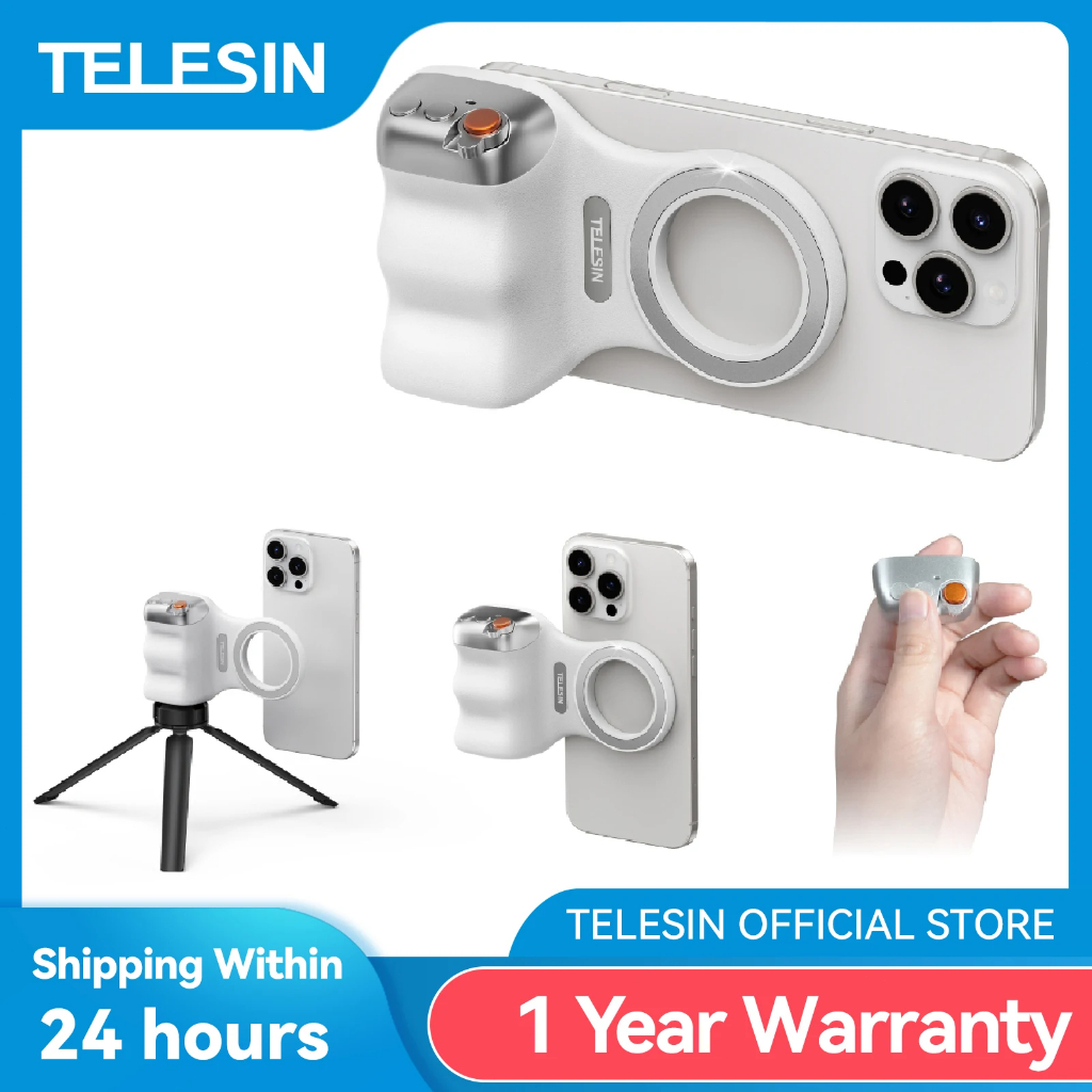 TELESIN phone tripod magsafe ถ่ายภาพง่าย ,เติมแสง,รับรอง MFI ด้ามจับมือถือ/ ที่จับโทรศัพท์ รีโมทบลูทูธ ถ่ายภาพ ไลฟ์สด