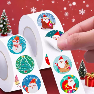 พร้อมส่ง🎅🏻 500ดวง/ม้วน สติ๊กเกอร์ธีมคริสต์ ปิดผนึกซองจดหมายแบบมีกาวในตัว / ติดของขวัญ DIY ตกแต่งคริสต์มาส