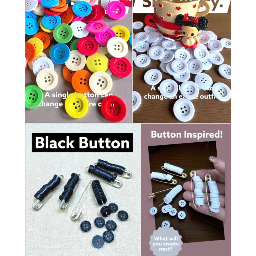 กระดุม กลมแบน สีขาว สีดำ คละสี หลายขนาด ใช้สำหรับงาน ตัดเย็บ ตกแต่ง button for SEW สินค้าพร้อมส่งจากไทย