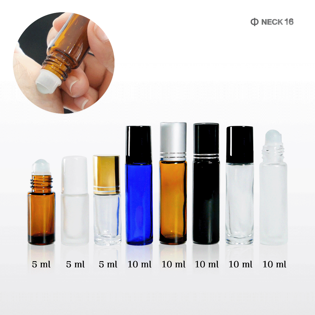 [COSS](แพ็ค100)ขวดลูกกลิ้ง 5 สี ขนาด 5-10ml (หัวพลาสติก) ขวดลูกกลิ้งเซรั่ม โรออน น้ำหอม พร้อมส่ง ราค