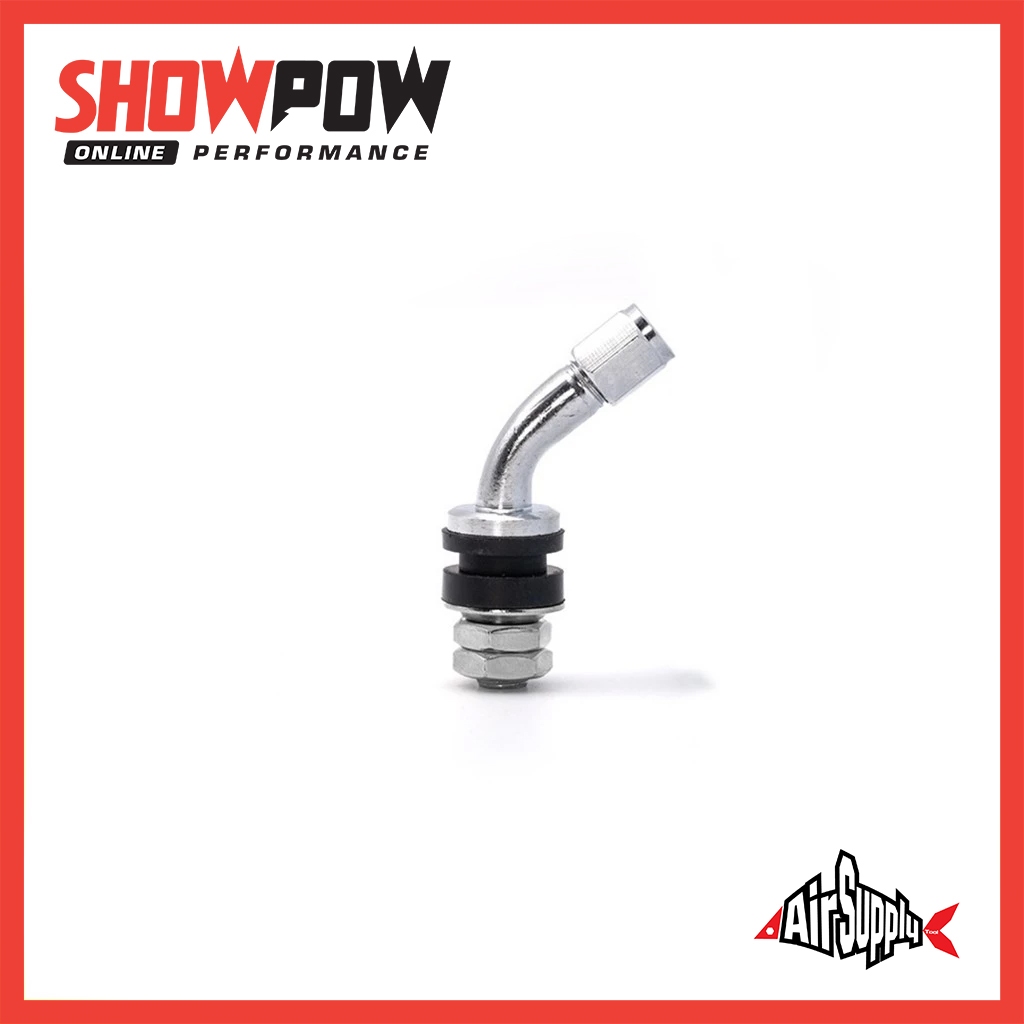 (พร้อมส่ง!) [ราคา / 1 ชิ้น] Air Supply จุ๊บลมเหล็กชุบนิคเกิ้ล แบบงอ 45