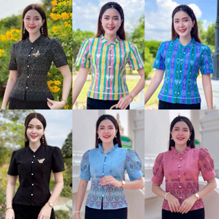 เสื้อผ้าฝ้ายคอจีนพิมพ์ลาย  ทรงจิตลดา คอจีน และคอระบาย