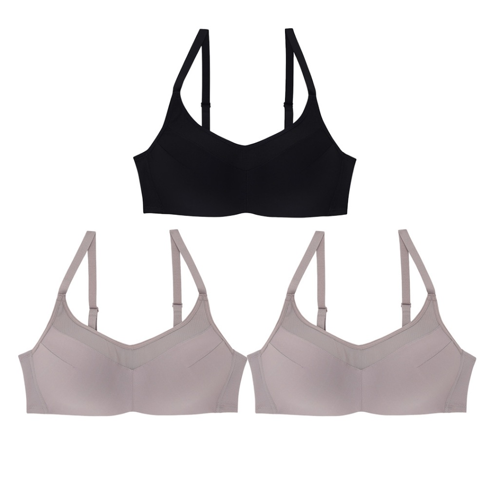 Wacoal Surprise Wireless Bra เสื้อชั้นในไร้โครง ตกแต่งตาข่าย เซท 3 ชิ้น รุ่น WB9V08 คละสี ดำ-เทา-เทา ราคา ถูกที่สุด ดีลบีเคเค แกลเลอรีภาพที่ 2