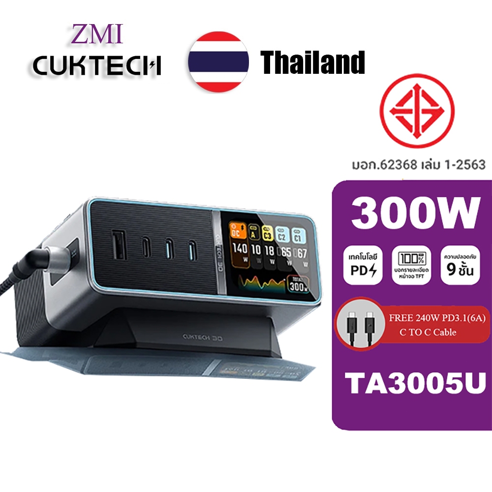 ZMI CUKTECH 300W Fast Charger TA3005U Cool Tech 30 เครื่องชาร์จไฟฟ้าซุปเปอร์ 300 วัตต์