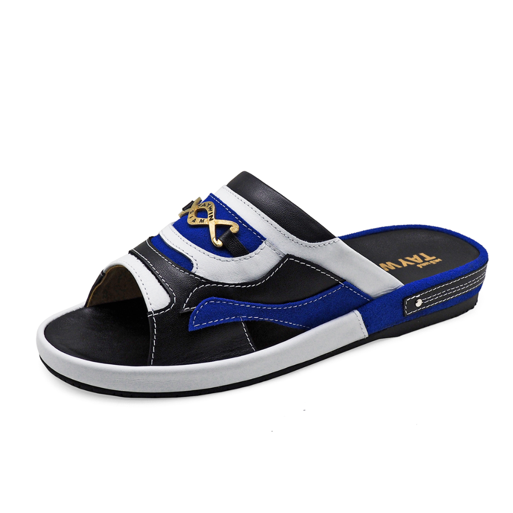 TAYWINแท้ เทวินทร์แท้ รองเท้าแตะ SKF-37 Size39-46 หนังนิ่มดำ-กลับน้ำเงิน-นิ่มขาว