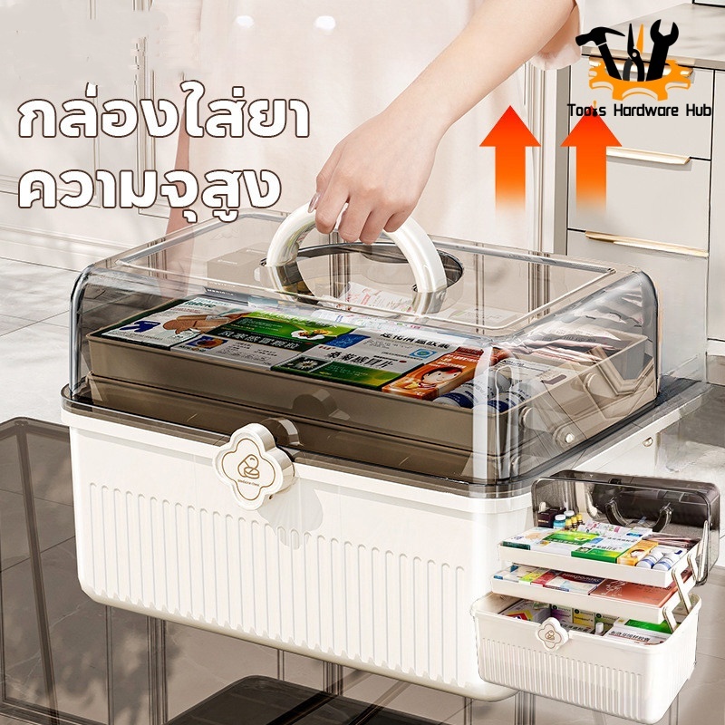 COD💊กล่องยาใหญ่ สามัญประจำบ้าน กล่องใส่ยา ความจุสูง พร้อมที่จับ กล่องยา เอนกประสงค์ สามขนาดS/M/L