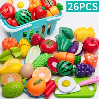 JoyToys 75 ชิ้น (+ ตะกร้า)ของเล่นผักผลไม้หั่นได้ ชุดครัว ของเล่นอาหาร ของเล่นบทบาทสมมติ