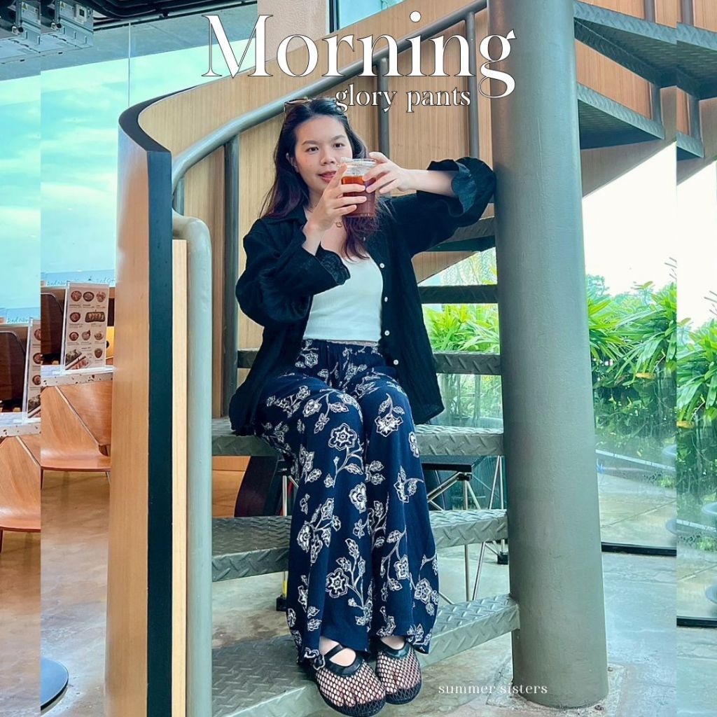 Morning glory pants – กางเกงสุดคิ้วท์ แต่งระบายลูกไม้ มีกระเป๋า 2 ข้าง เอวรูดปรับใช้งานได้จริง – โปรปัง