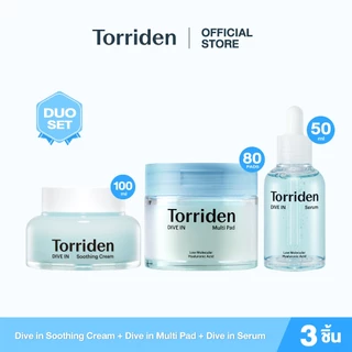 [Trio Set] Torriden Dive In Hyaluronic Acid Serum (50ml)+ Toner Pad (80ea)+ Soothing Cream (100ml) ทอร์ริเดน ผิวชุ่มชื้น