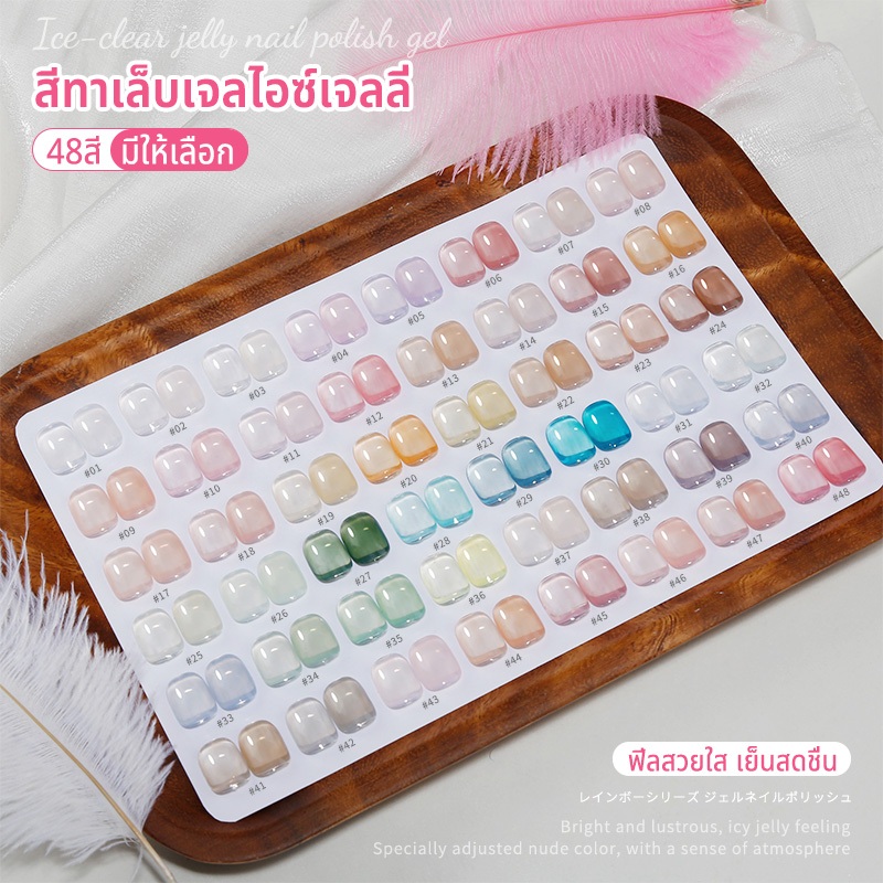 Nawoelite สีเจล สีทาเล็บเจล สีใส 💅[48 สี] สีเจลทาเล็บเจลลี่ใส โปร่งแสง✨เคลือบเจลสวยเหมือนร้าน สีใสโปร่งแสงเหมือนเยลลี่