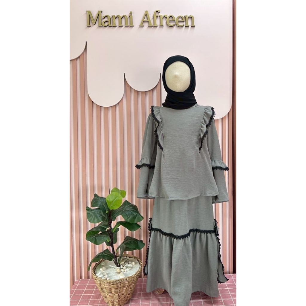 ชุดเซตกระโปรงยาวเด็กอิสลาม ชุดเซตกระโปรงผ้าสลาฟ 3-9ปี ไม่ต้องรีดแต่งด้วยลูกไม้ ใส่เที่ยว ใ่ส่รายอ - รูปที่ 4