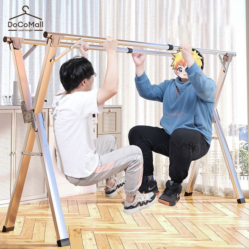 ราวแขวนเสื้อผ้า160-240 ซม. สแตนเลสราวตากผ้าพับได้, ราวตากผ้ารูปทรง x พับเก็บได้ง่าย ป้องกันน้ำและสนิม