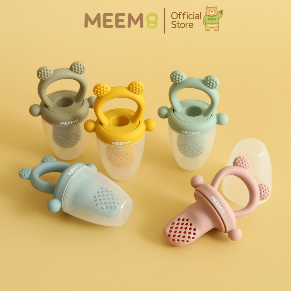 MEEM จุกใส่ผลไม้ซิลิโคน พร้อมฝาปิด ลายหมี ตาข่ายผลไม้ซิลิโคน รุ่น little bear