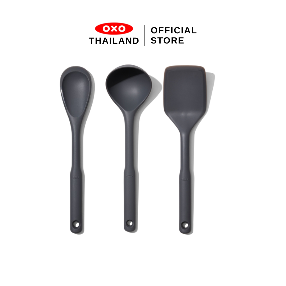 OXO ตะหลิวและช้อนซุป ซิลิโคน เซ็ท 3 I OXO Silicone Everyday Cooking Set – Peppercorn 3 pc