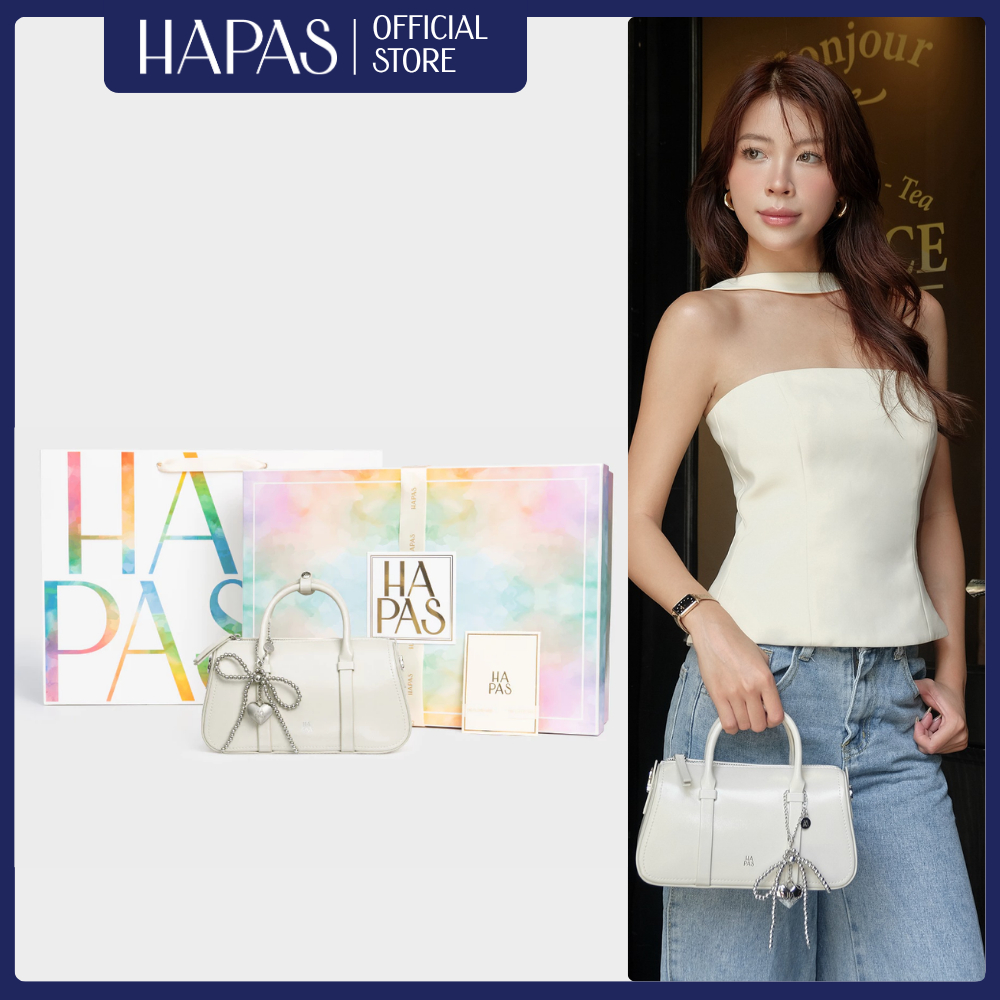 กระเป๋าถือ Tidy ทรงกระบอก HAPAS – เซ็ตของขวัญพรีเมียม พร้อมพวงกุญแจ (Charm)