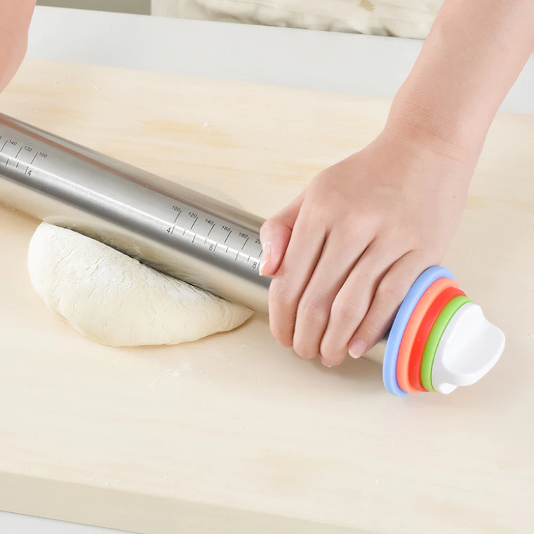 ที่นวดแป้งสแตนเลสแท้ ปรับได้4ระดับ และ แบบด้ามไม้ อย่างดี Rolling Pin