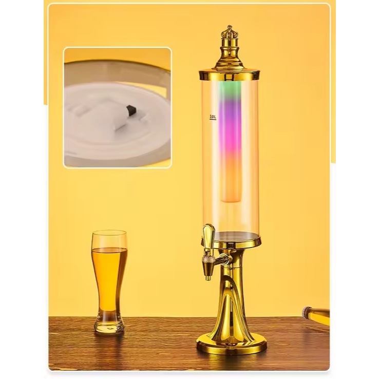 ทาวเวอร์จ่ายเบียร์ 3ลิตร พร้อมไฟ LED มีหลอดใส่น้ำแข็ง Beer Tower Dispenser