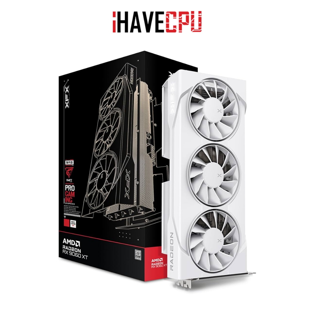 การ์ดจอ (vga) iHAVECPU XFX SWIFT RADEON RX 9060 XT OC WHITE - 16GB GDDR6 (RX-96TS316W7)