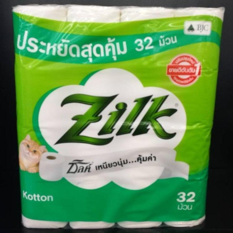 (แพ็ค 32 ม้วน) Zilk by Cellox Kotton Tissue ซิลค์  คอตตอน กระดาษชำระแบบม้วน