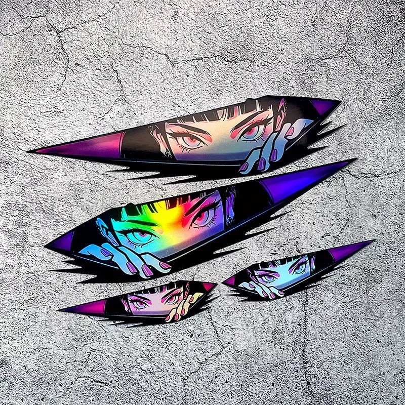 สติ๊กเกอร์คลุมรอยขีดข่วนรถ JDM สติกเกอร์ยานพาหนะไฟฟ้าสาวแอนิเมชั่นสองมิติ สติ๊กเกอร์จักรยานสะท้อนแสงส่วน บุคคล