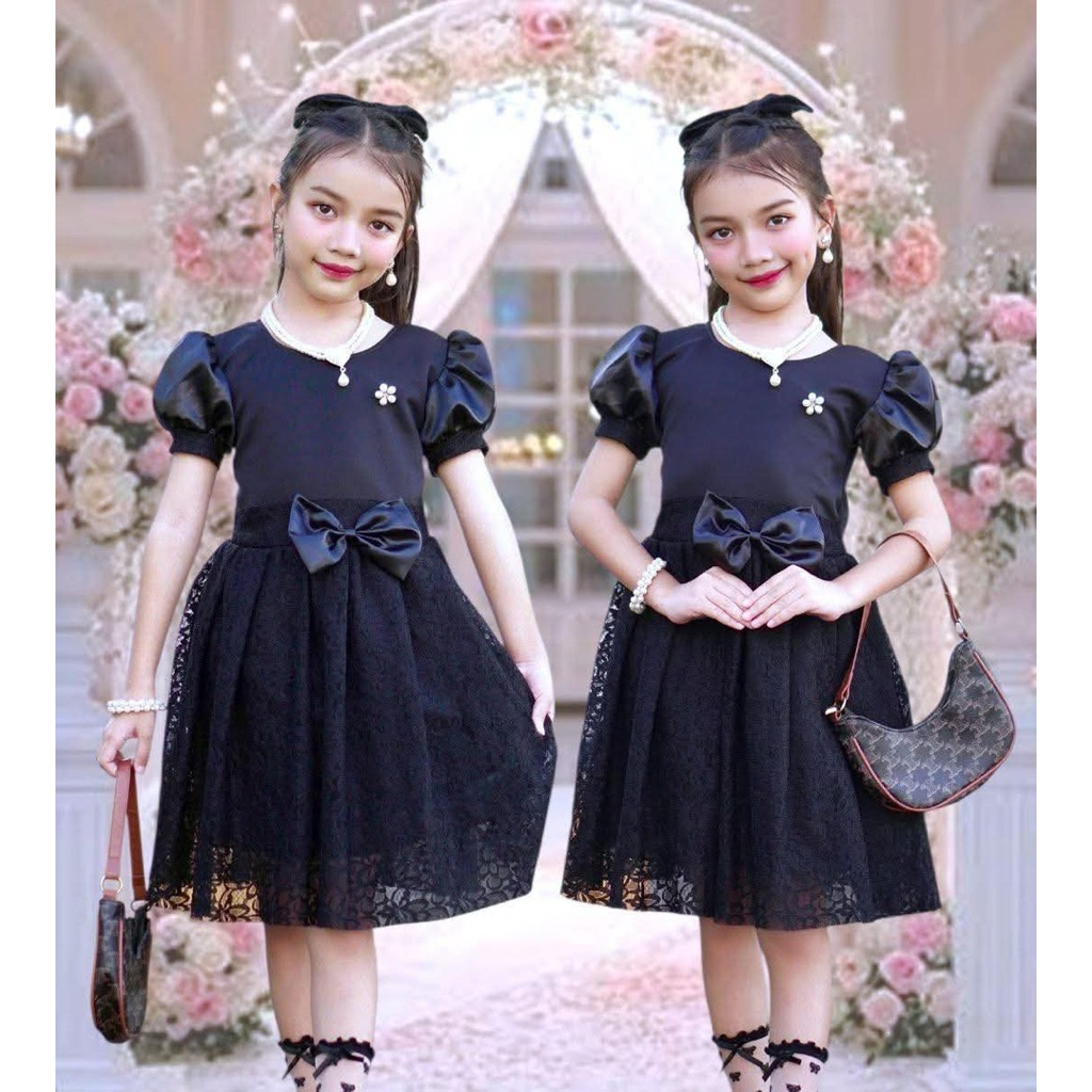 ชุดเจ้าหญิง ชุดเด็ก เดรส สีดำ น่ารัก 2-7ขวบ (138)