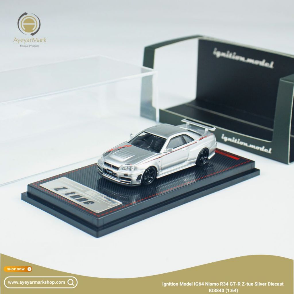 Ignition Model IG64 Nismo R34 GT-R Z-Tune Silver IG3840 (1:64) Diecast Model Car Collectible
