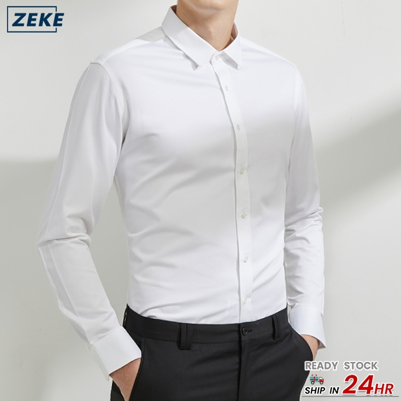 ZEKE A0031 เสื้อโปโล สีขาว สำหรับชาย รุ่นโอเวอร์รัน โครงเรียบ ยาวแขน รุ่นยูนิเซ็กซ์ ขนาด M-3XL