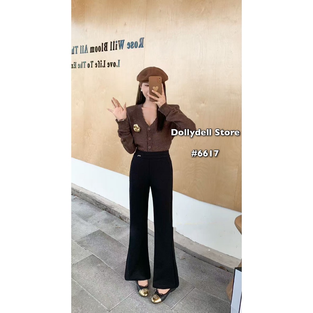 กางเกงทรงปลายขาม้าDolly รุ่น#6617 เอวด้านหลังเป็นสม๊อคยืดได้ตามตัว เนื้อผ้าคุณภาพดีใส่สบายทรงสวย