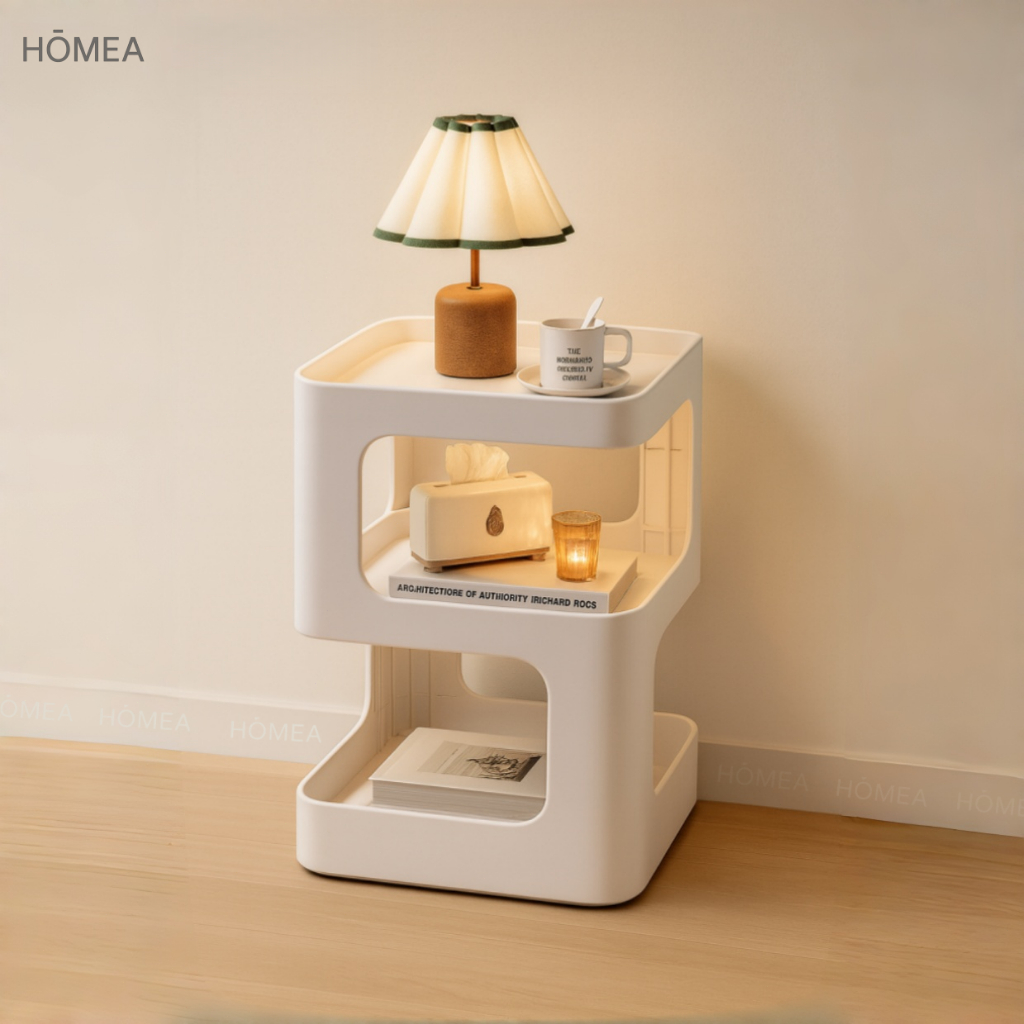 ที่เรียบง่ายพลาสติกโซฟาโต๊ะข้างเตียงสร้างสรรค์โต๊ะข้างเตียงขนาดเล็กพาร์ทเมนท์ออก