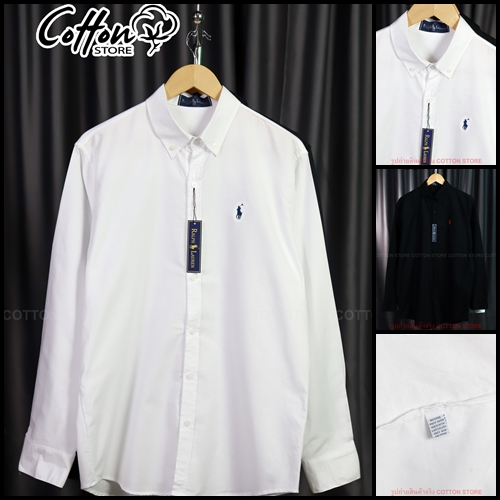 เสื้อเชิ้ต Polo-A ปักม้าเล็ก Shirt ผ้า Cotton Oxford ทรงสวย ใส่ได้ทั้งชายหญิง พร้อมส่งจากไทย