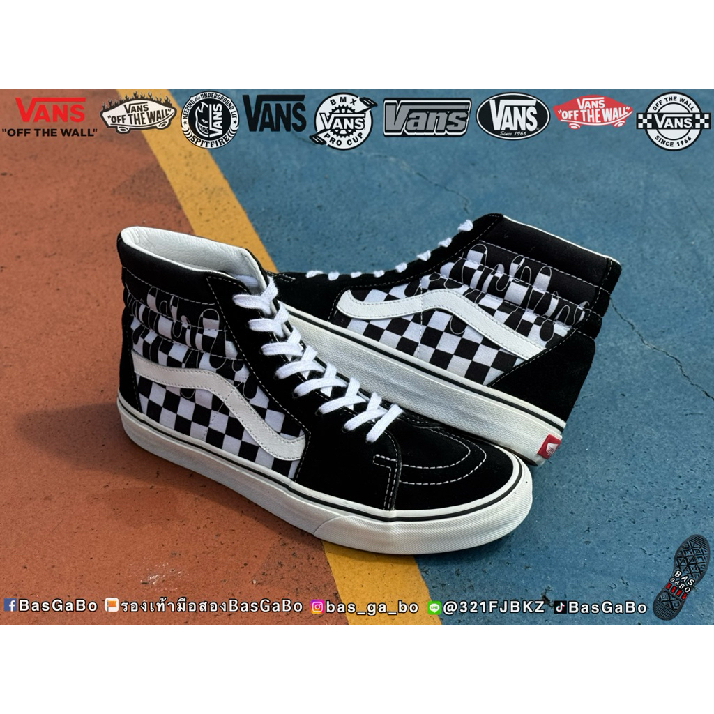 VANS SK8-HI PAINT DRIP CHECKERBOARD BLACK รองเท้ามือสอง รองเท้าVansมือสอง รองเท้าVans Vansมือสอง Van