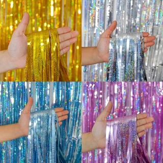 [พร้อมส่ง] ม่านฟอยล์โลหะ ยาว 2 เมตร (ดูขนาดได้จากภาพถัดไป) เคลือบโลหะเงา เหมาะสำหรับตกแต่งงานปาร์ตี้และฉากหลัง