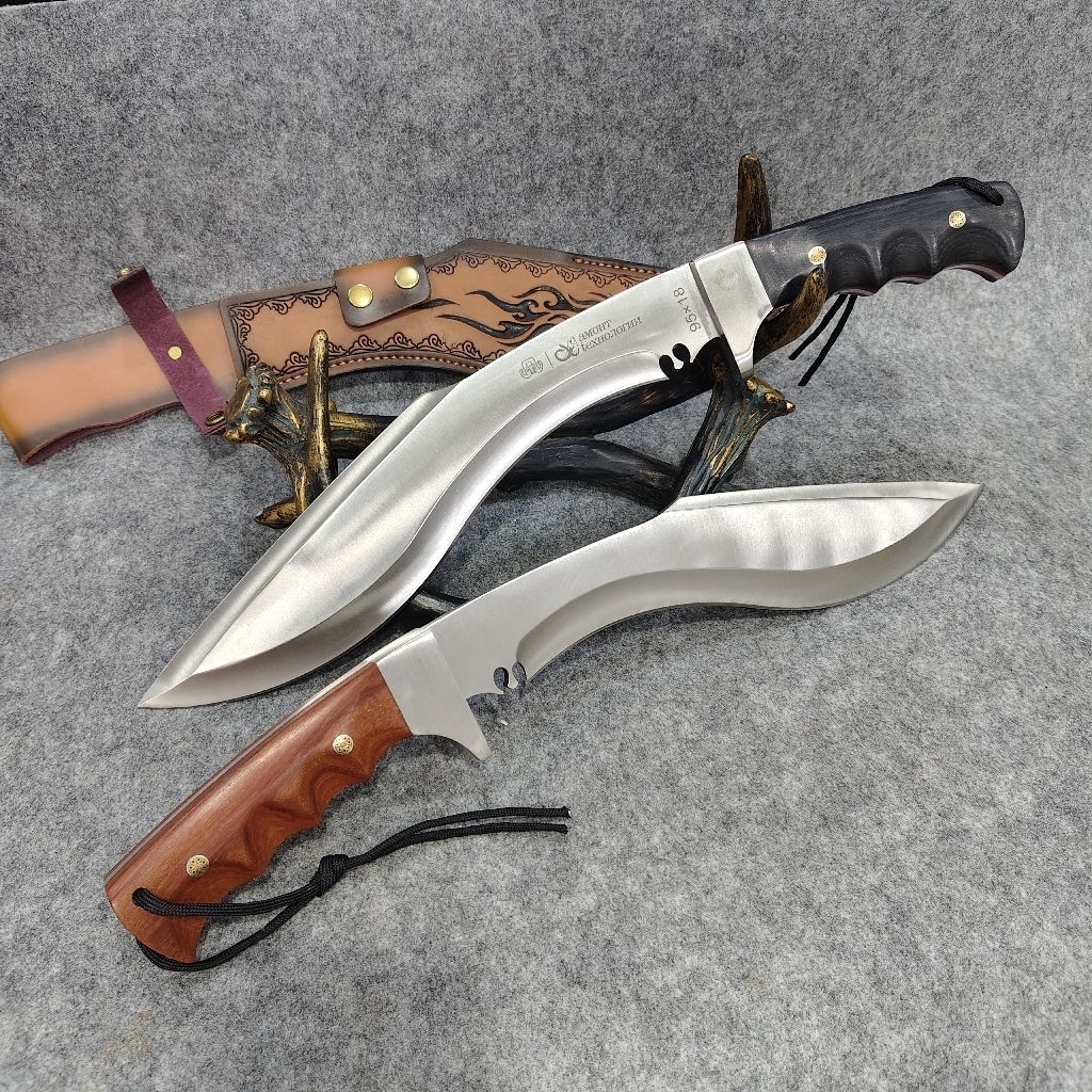 อุปกรณ์ตั้งแคมป์เดินป่า วัสดุ 9cr18mov ด้ามจับไม้ พร้อมซองหนัง
