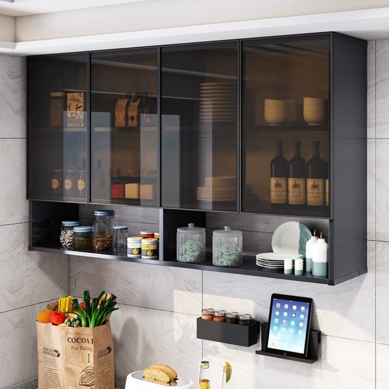 ตู้ครัวแขวนติดผนัง ตู้เก็บของบานกระจกสวยโมเดิร์น Kitchen Cabinet แข็งแรงรับน้ำหนักได้เยอะ แตกเคลมฟรี