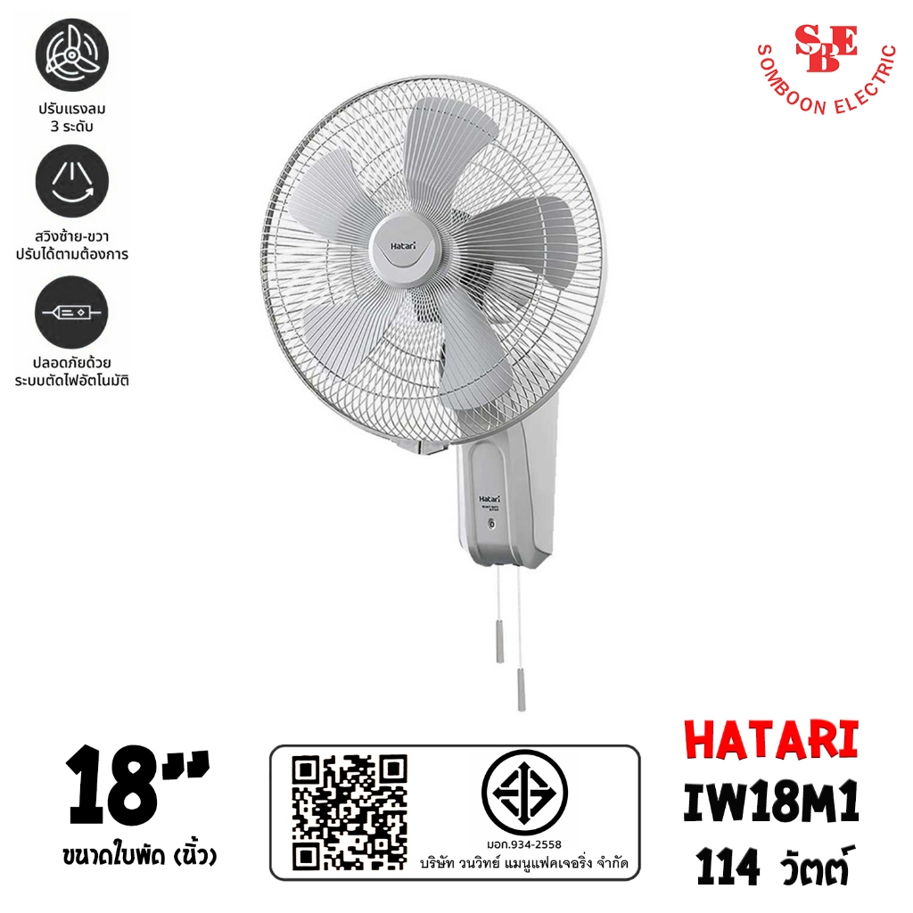 HATARI พัดลมอุตสาหกรรม ขนาดใบพัด 18นิ้ว รุ่น IW18M1