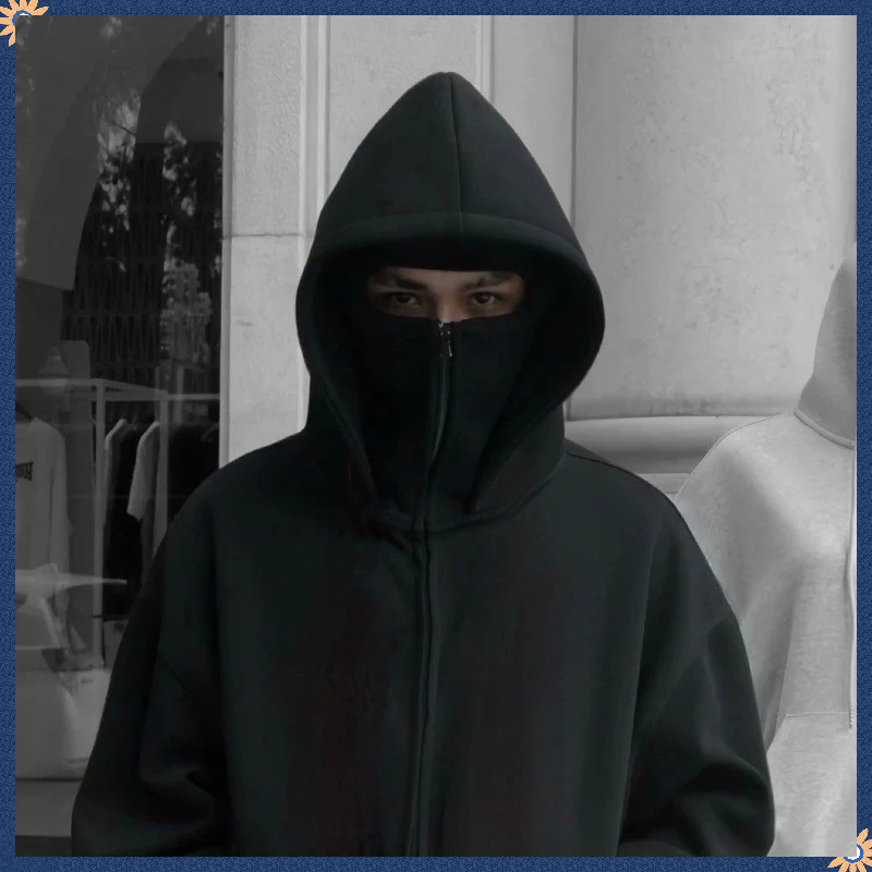 🔥COD🔥เสื้อฮู้ดนินจาHoodie with 2 Balaclava Face Covers, Unisex Hoodie in Non-Ruffled กันหนาวและป้องกันแสงแดด เสื้อฮู้ด - รูปที่ 3