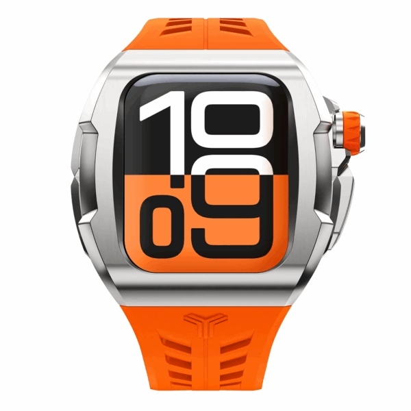 Y24 SHIBUYA เซ็ตเคสและสายนาฬิกาสำหรับ Apple Watch (46mm) – สี SilverOrange